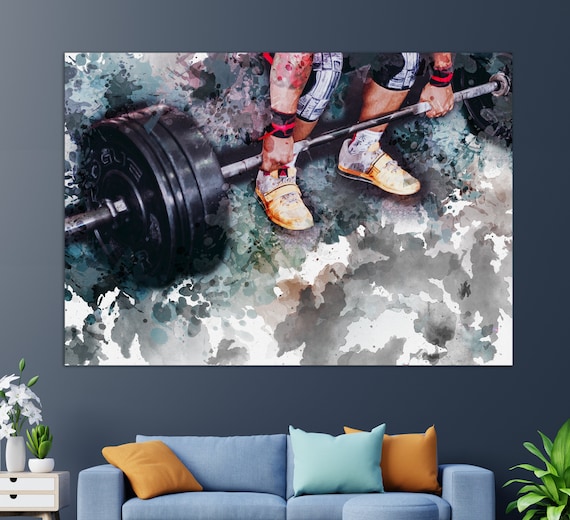 Weightlifting Wall Art Gym Wall Decor Weightlifter Gift Workout Print Fitness Painting Gym Wall Art