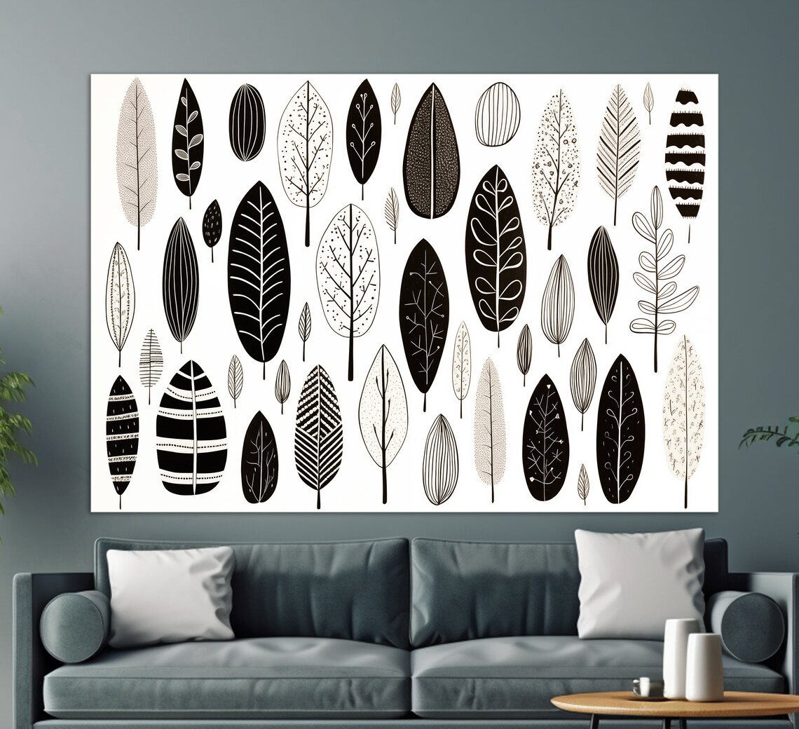 Boho Leaves Painting, Minimalist Boho Art - Image 2
