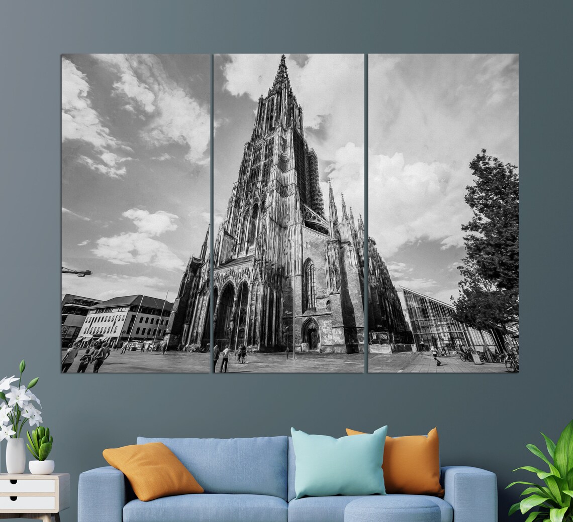 Ulm Germany Minster Gothic Cathedral Spire Sunny Day Travel Poster - Image 2