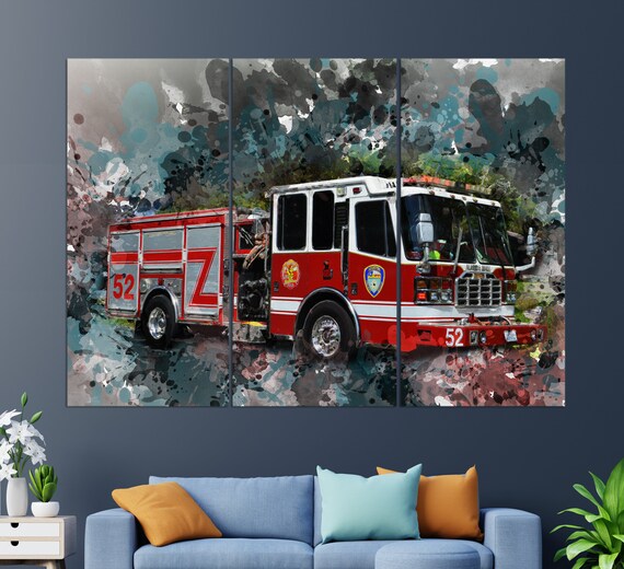 Firefighter Gift Fire Truck Print Firefighters Wall Art Fireman Gift Fire Truck Print