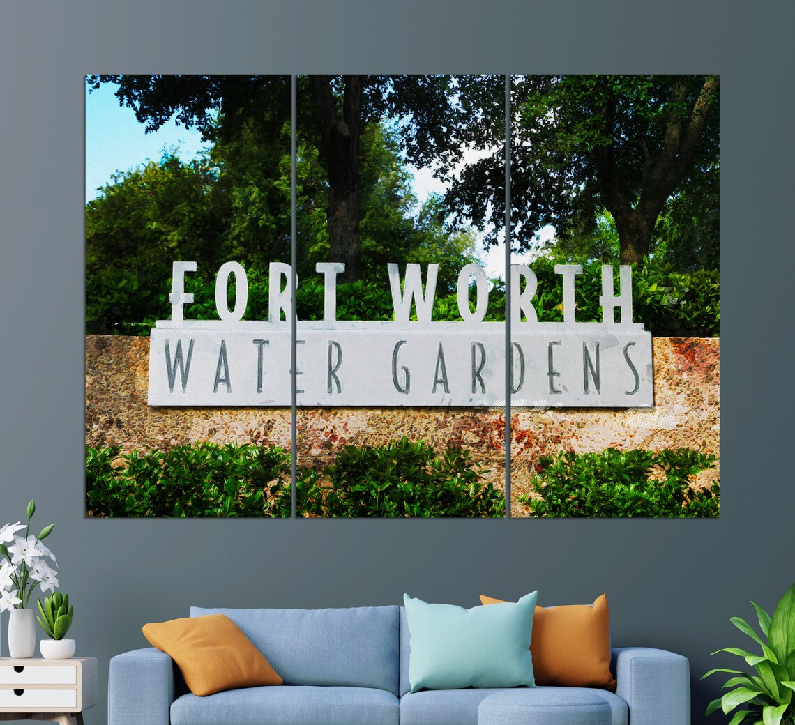Fort Worth Water Gardens Sign Texas Landmark Entrance Wall Art Poster - Image 2