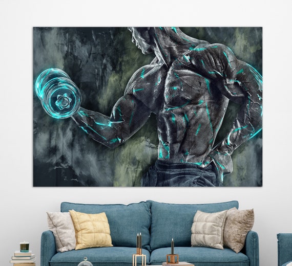 Bodybuilding Print Weightlifting Wall Art Gym Wall Decor Weightlifter Gift Workout Print Fitness Painting Gym Wall Art