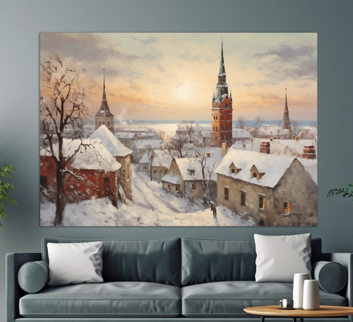 Misty Tallinn Winter Abstract Art Print, Estonia