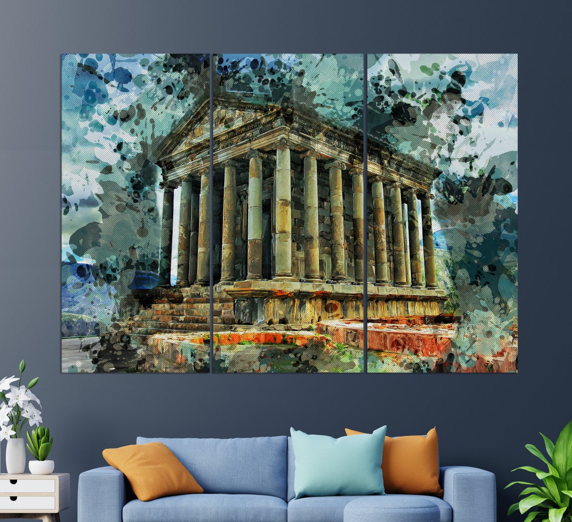 Garni Temple Armenia Ancient Colonnades Paint Splash Travel Poster - Image 3