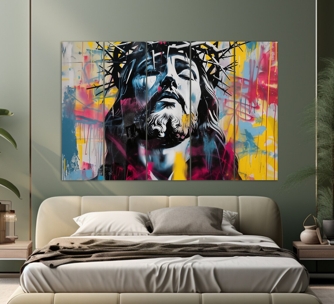 Jesus Christ Graffiti Abstract Religious Art Print - Image 2