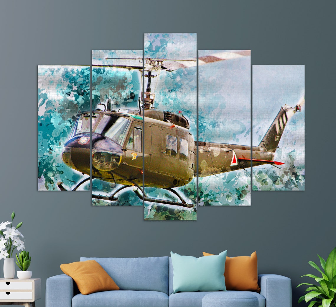 Bell UH 1 Iroquois Helicopter Flight Painted Military Aviation Poster - Image 3