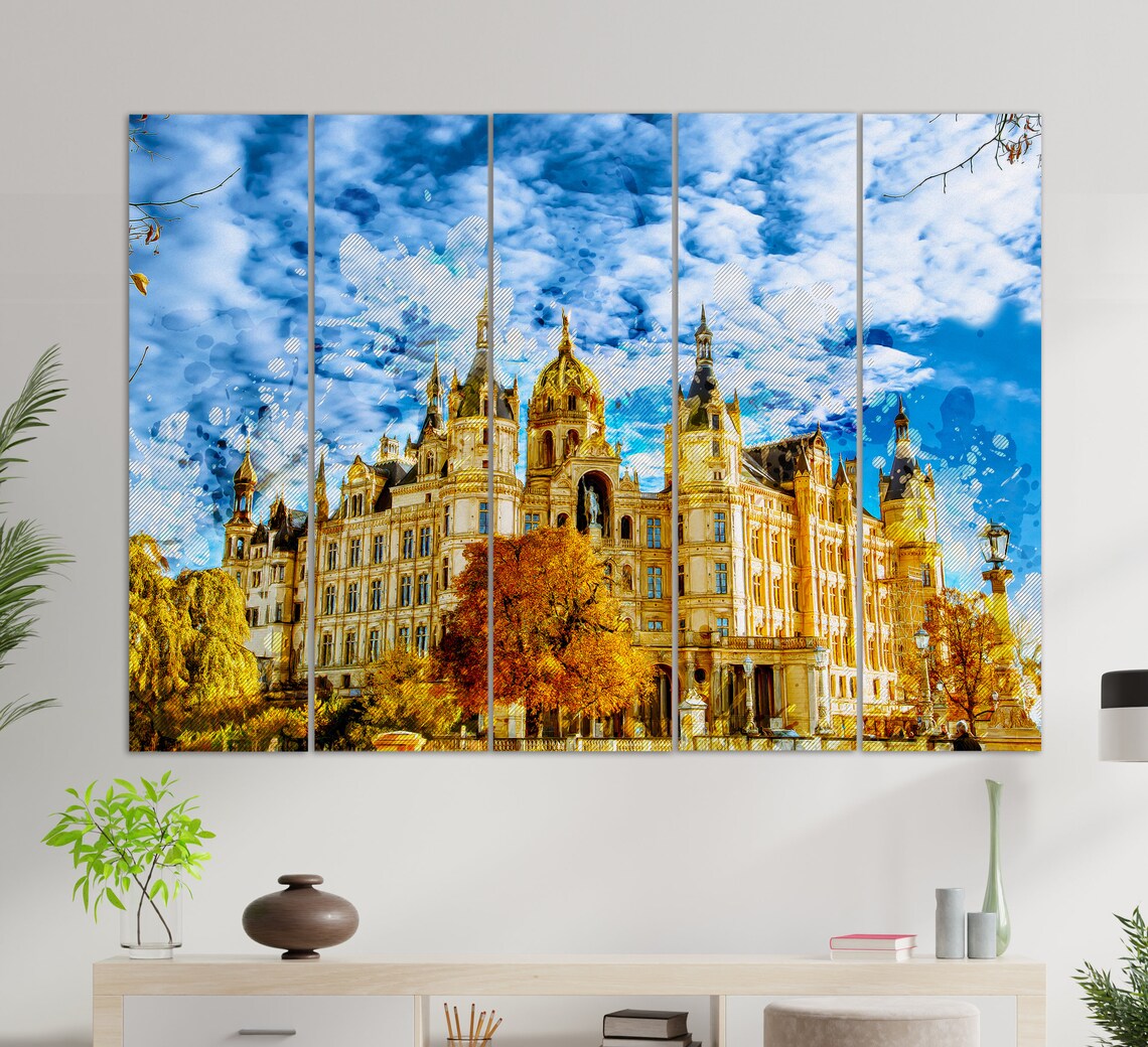 Schwerin Castle Painting, Germany Travel Poster - Image 3