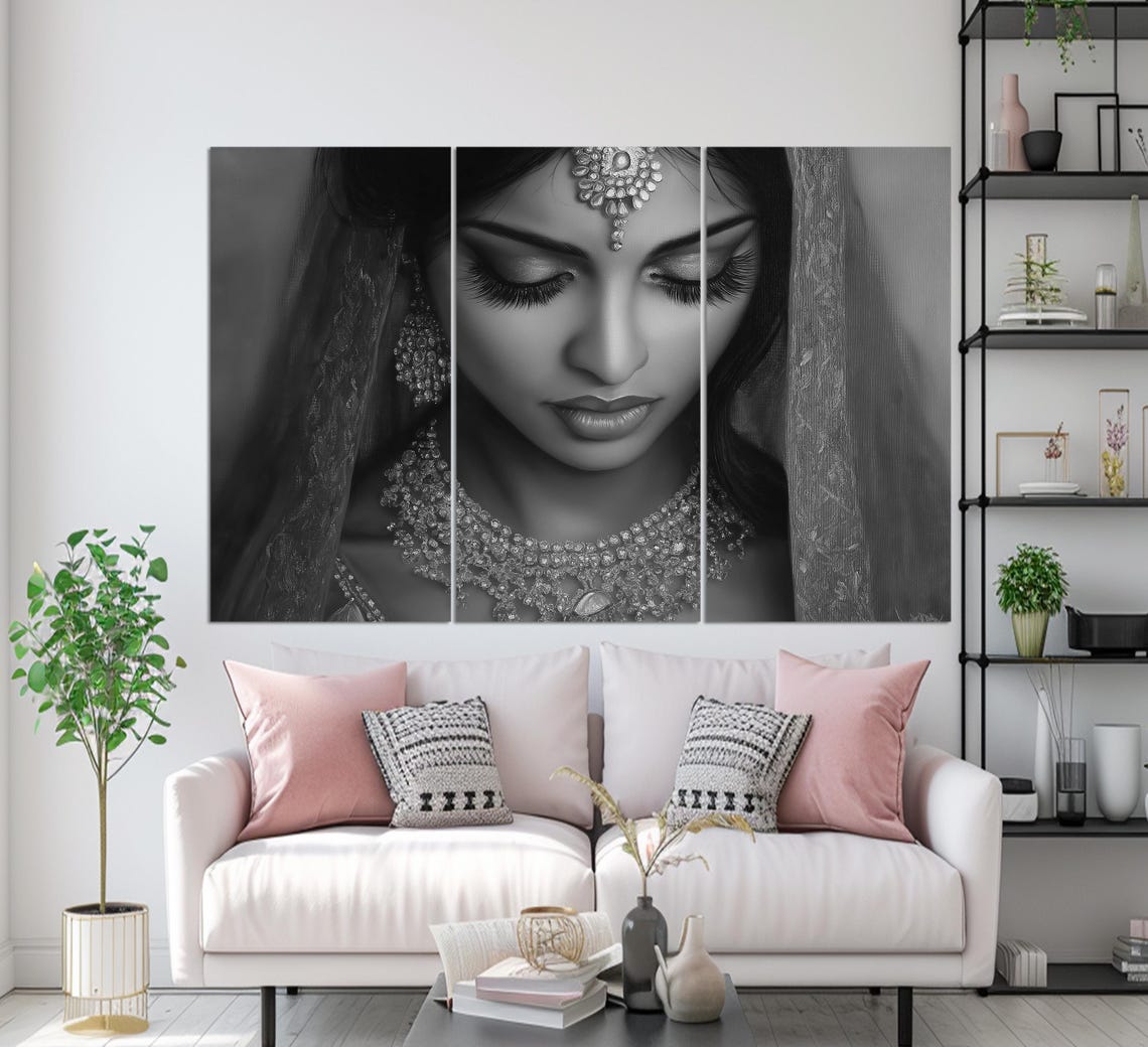 Beautiful Indian Woman Painting Indian Woman Print Indian Art Indian Wall Decor Indian Woman Portrait - Image 2