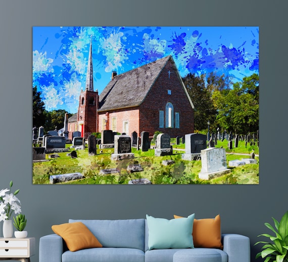 St Georges Chapel Harbeson Brick Church And Old Graveyard Painting Poster