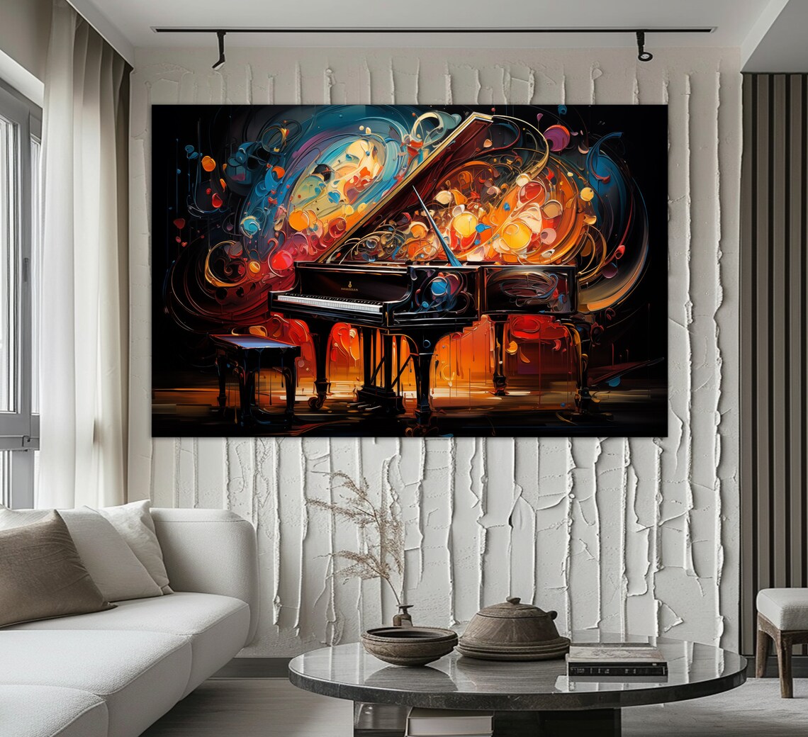 Abstract Grand Piano Art Print, Piano Bar Decor - Image 2