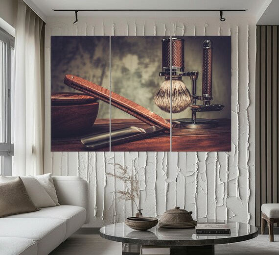 Barbershop Wall Art Shaving Accessories Print Barbershop Painting Barbershop Wall Decor Barber Gift