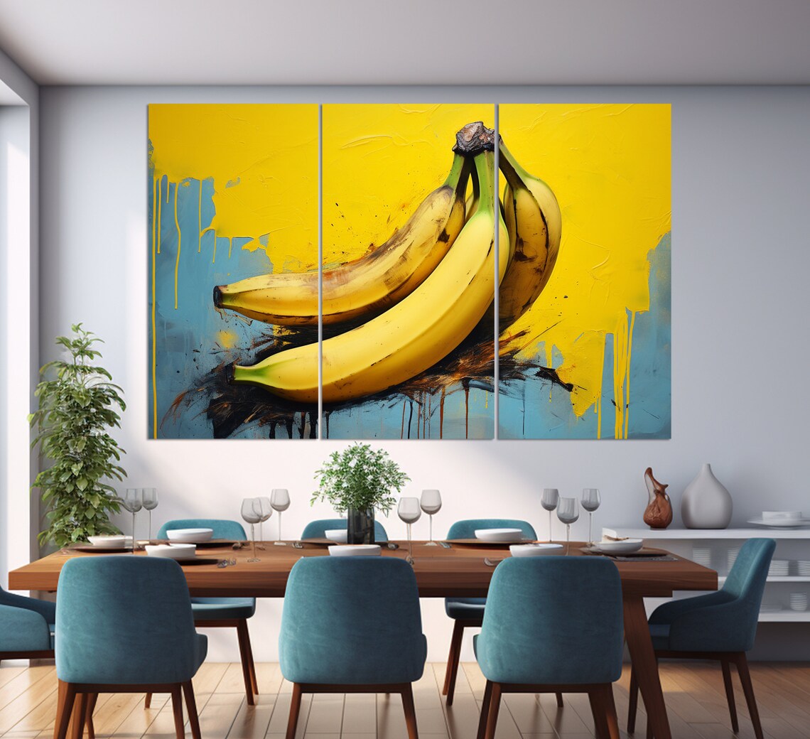 Bananas Print Abstract Banana Painting Fruits Wall Art Kitchen Wall Decor - Image 2