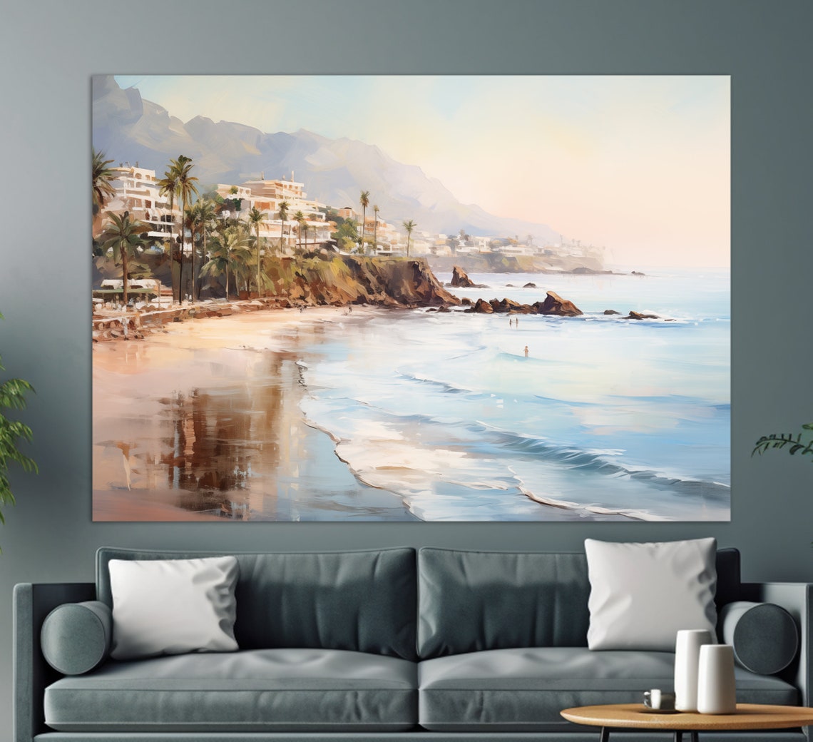 Scenic Tenerife Coast Painting Tenerife Print Canary Islands Wall Art Tenerife Painting Tenerife Wall Art Spain Art
