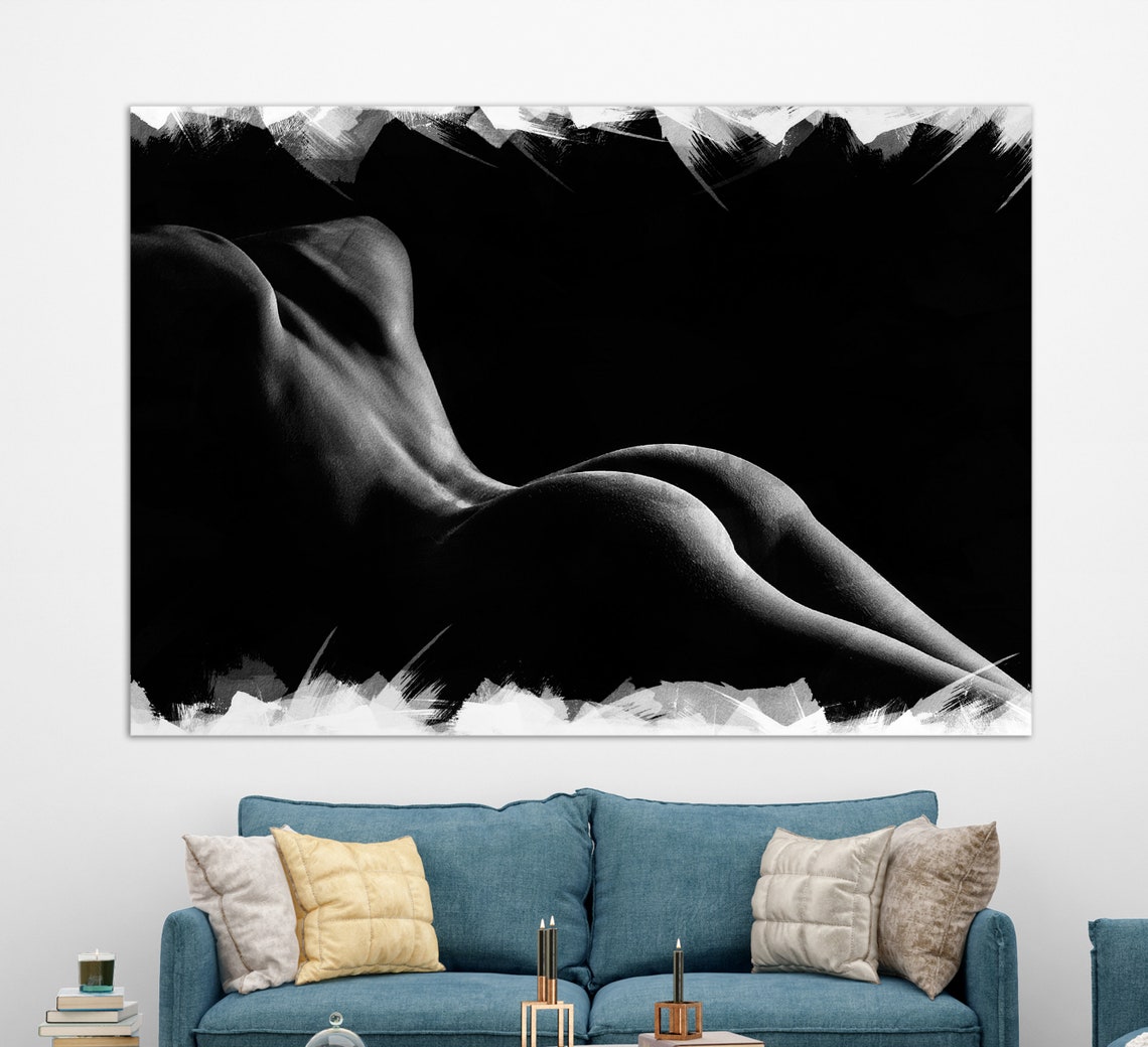 Black And White Female Hip Silhouette Curve Artistic Nude Poster - Image 3