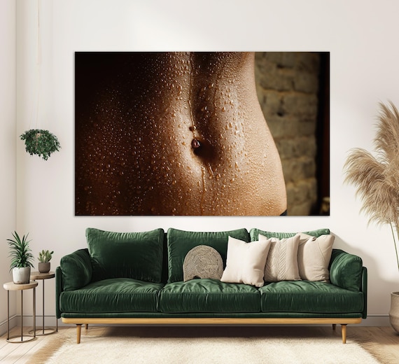 Sensual Wet Torso Water Droplets Dramatic Light Artistic Body Poster
