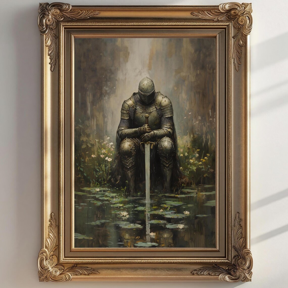 Medieval Knight Fantasy Art Print, Dark Academia