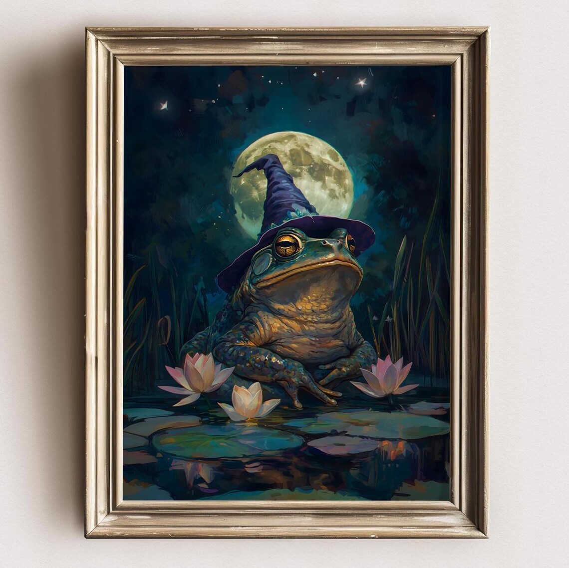 Wizard Toad Halloween Art Print, Dark Gothic Decor