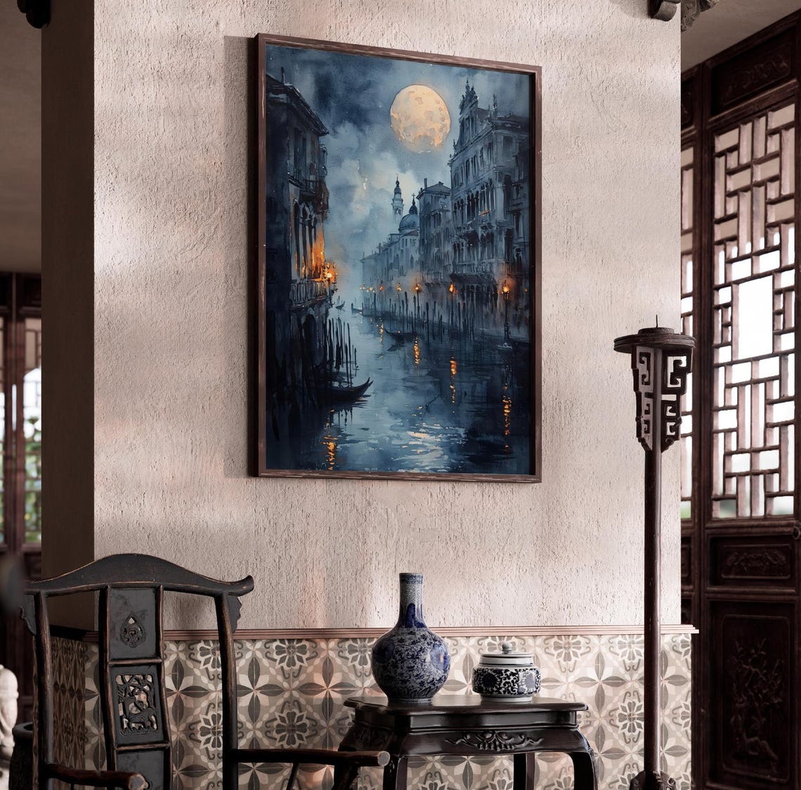 Venice Print Moody Watercolor Dark Wall Art Dark Academia Style Moody Florence Italian City Gothic Painting Watercolor Landscape - Image 2