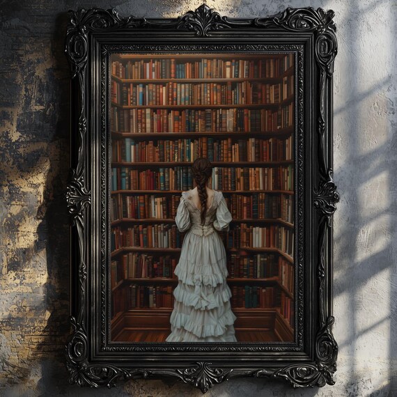 Victorian Woman Reading, Dark Academia Art Print