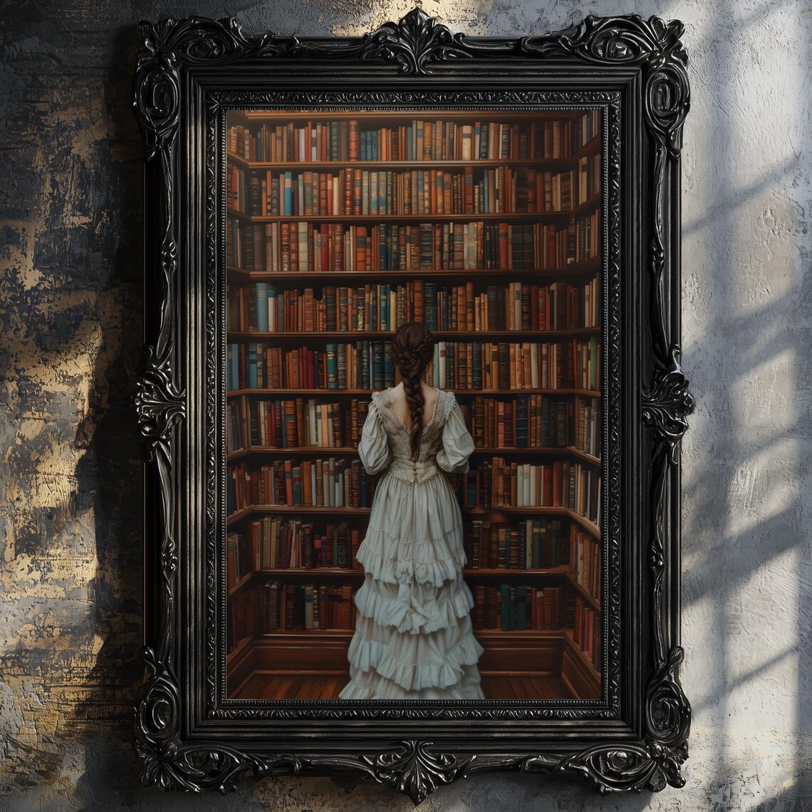 Victorian Woman Reading, Dark Academia Art Print