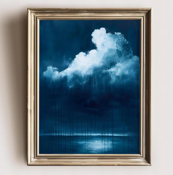 Moody Rain Cloud Painting Wall Art Dark Academia Print Moody Dark Cottagecore Vintage Gothic Wall Decor Moody Academia Art