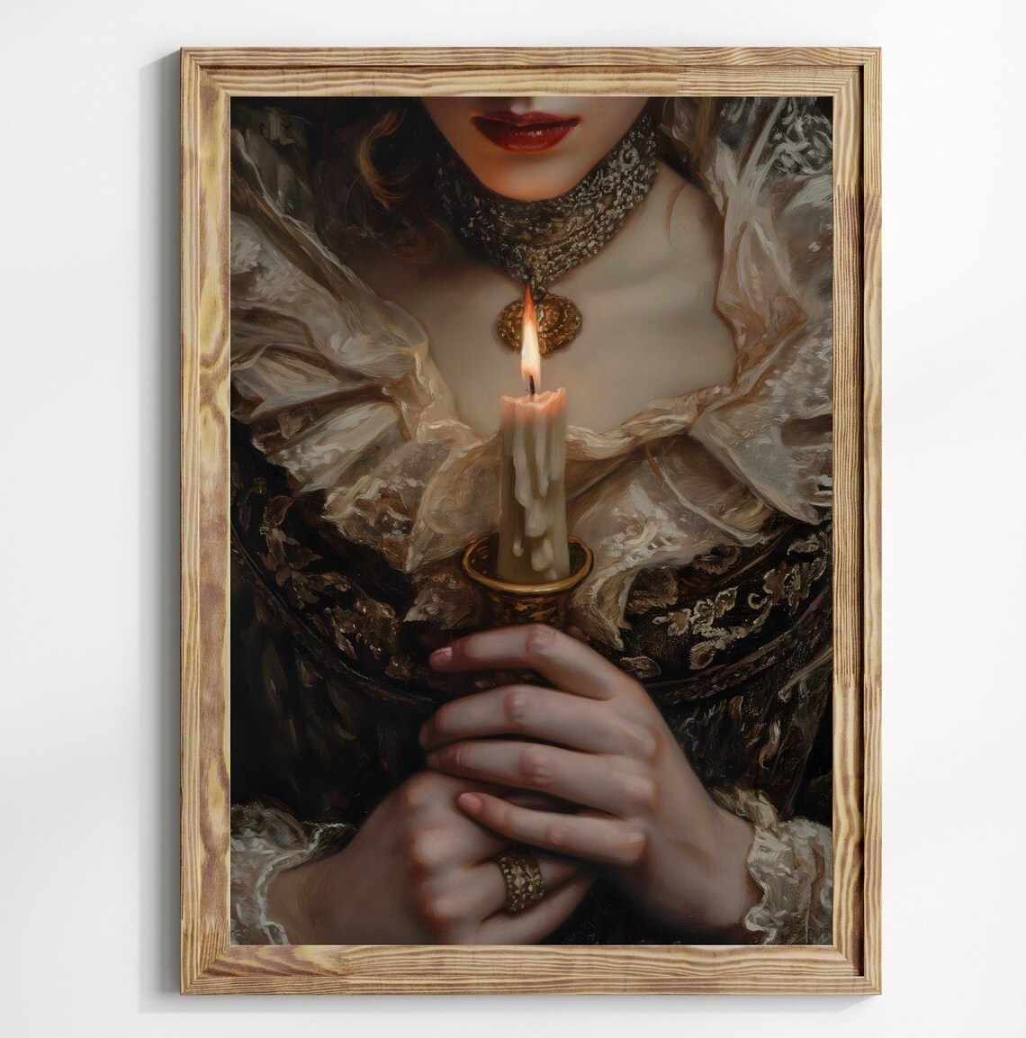 Victorian Candle Woman Vintage Portrait Art Print