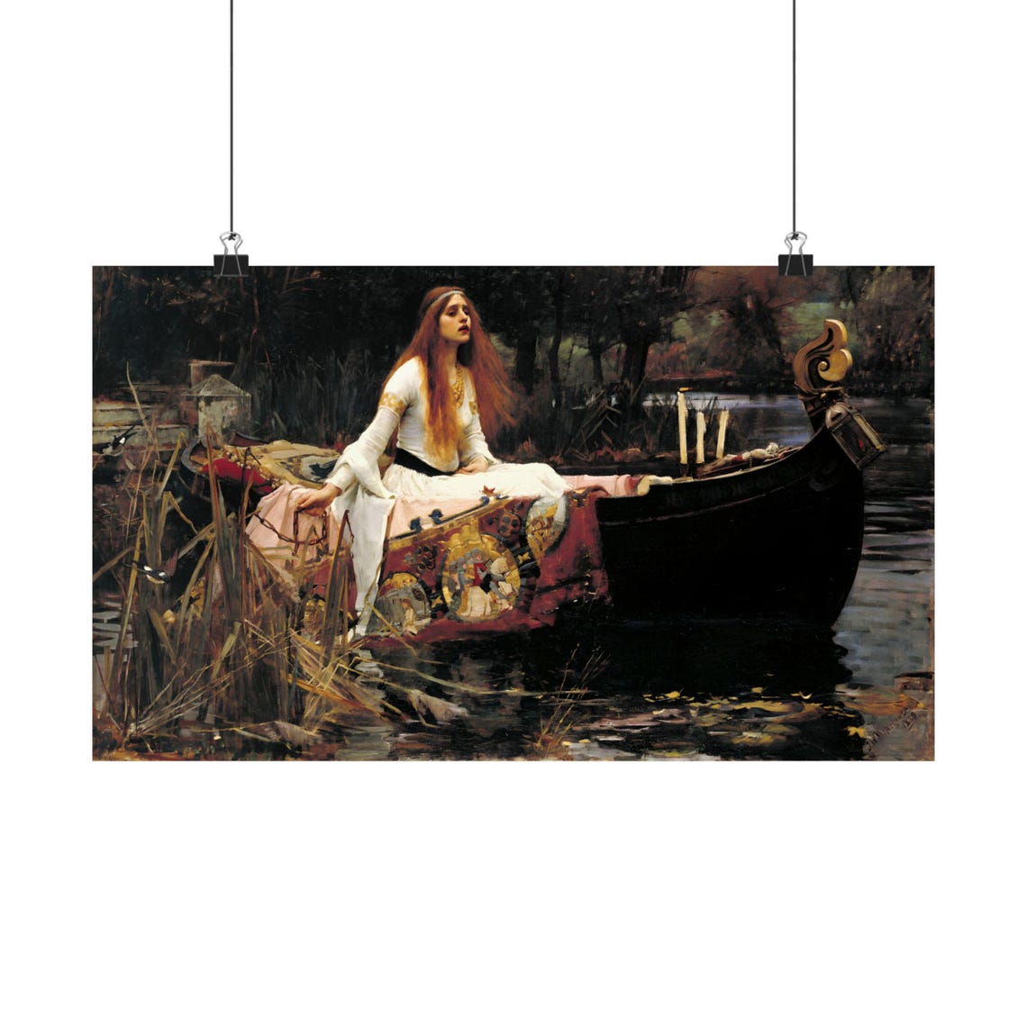 The Lady Of Shalott Painting John William Waterhouse Moody Antique Art Print Victorian Art Print Moody Painting Gothic Prints Lake - Image 2
