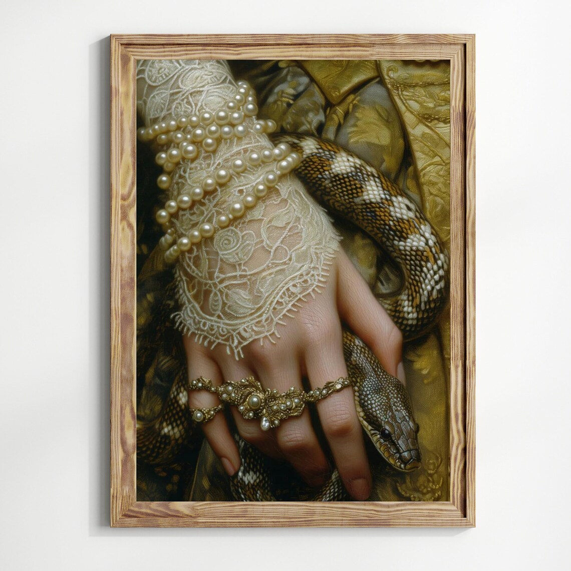Victorian Woman and Snake, Moody Vintage Art Print - Image 2