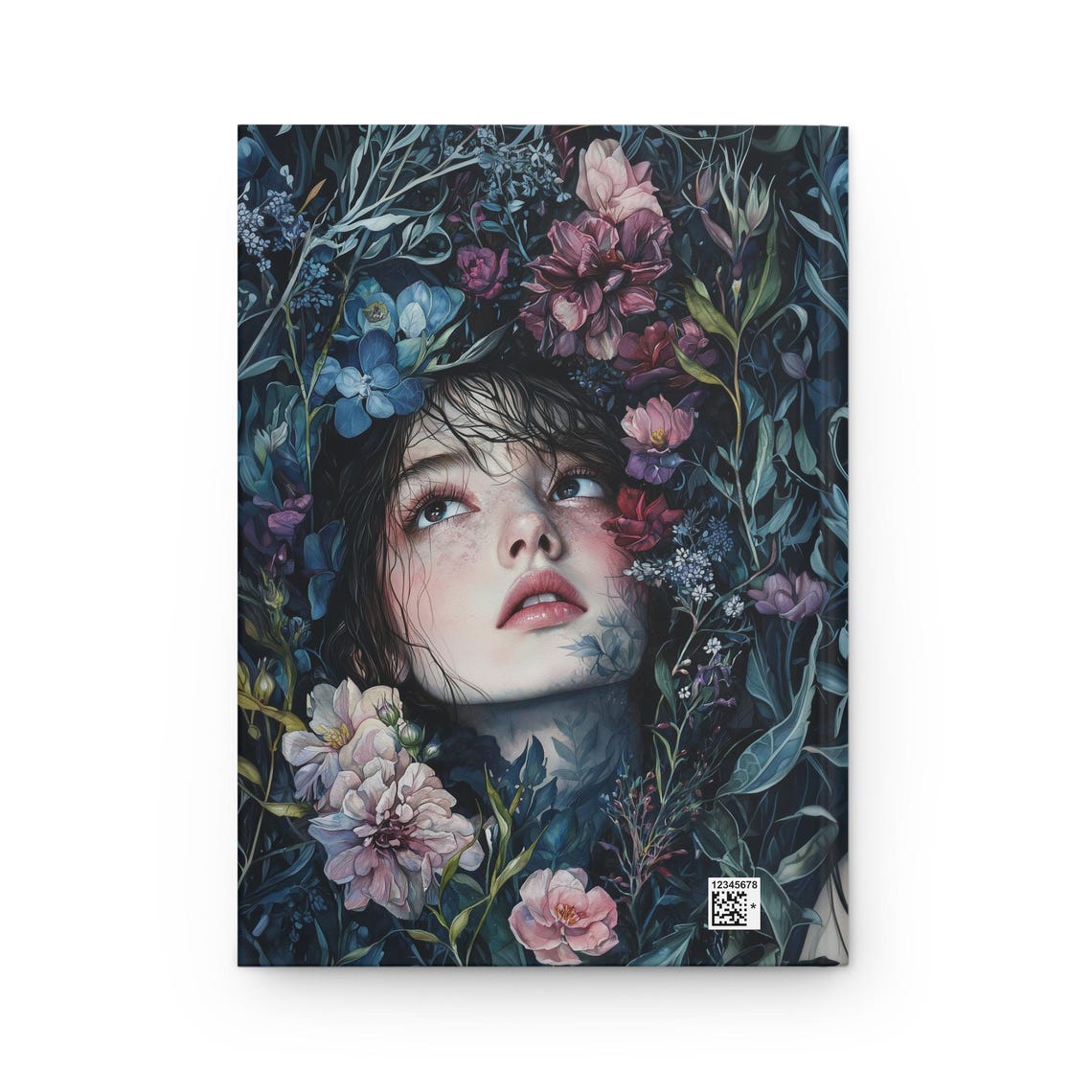 Woman Portrait Surrounded by Dark Florals Moody Botanical Art Poster - Image 2