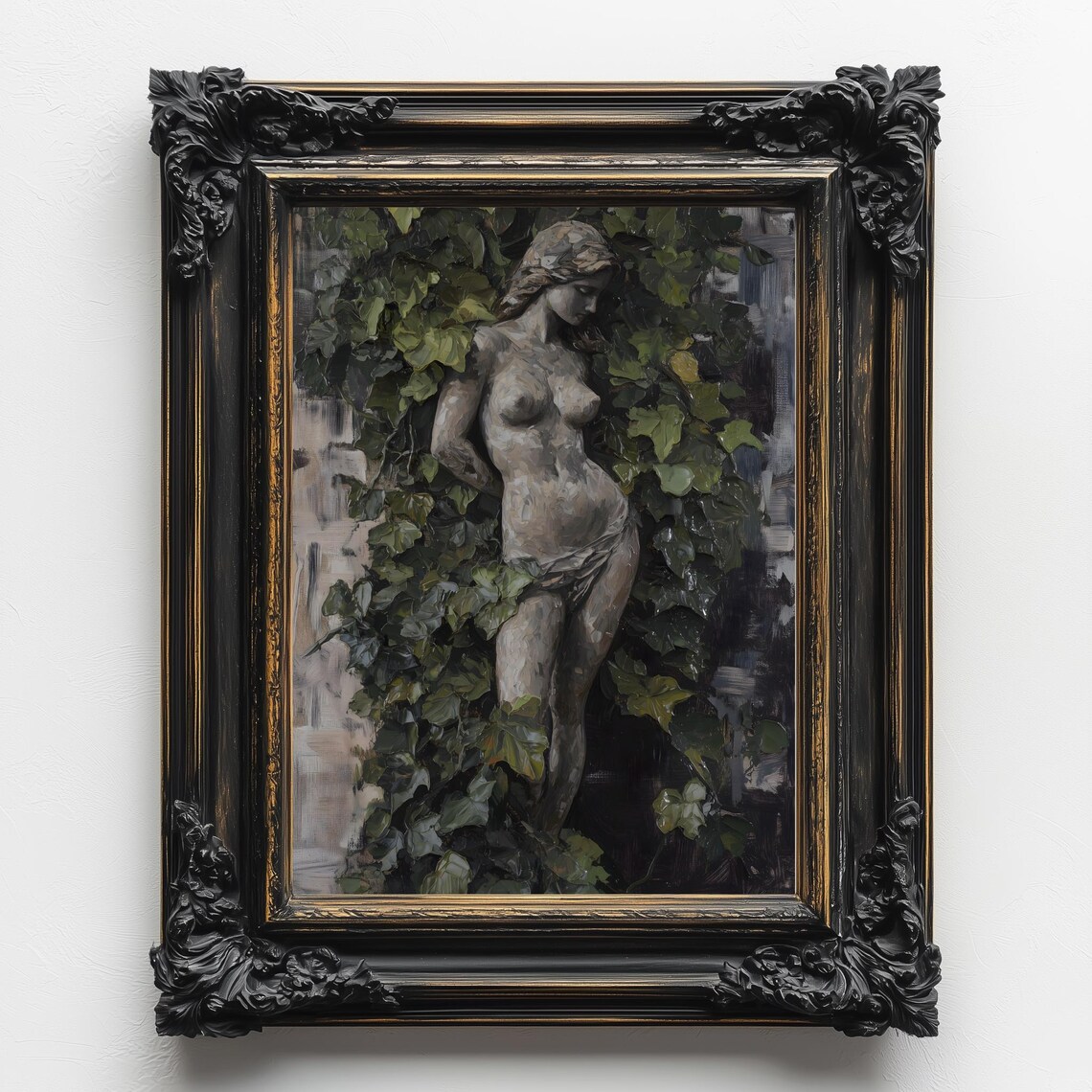Venus Statue Among Ivy Leaves Classical Painting Dark Academia Art Poster