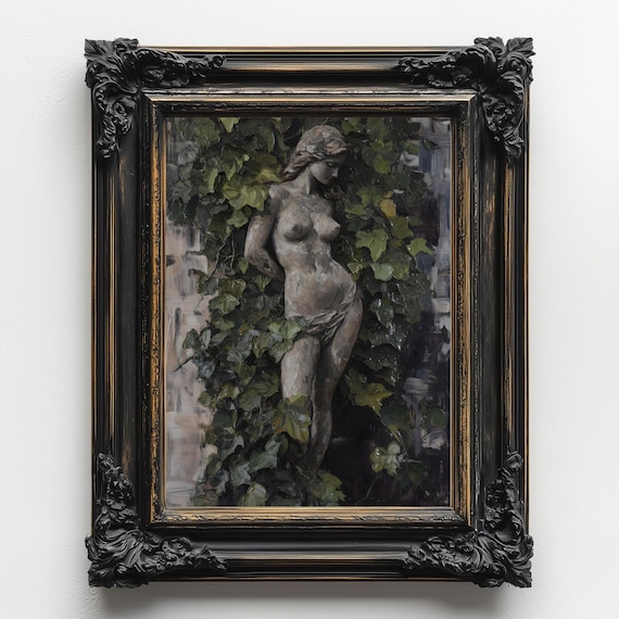 Venus Statue Among Ivy Leaves Classical Painting Dark Academia Art Poster