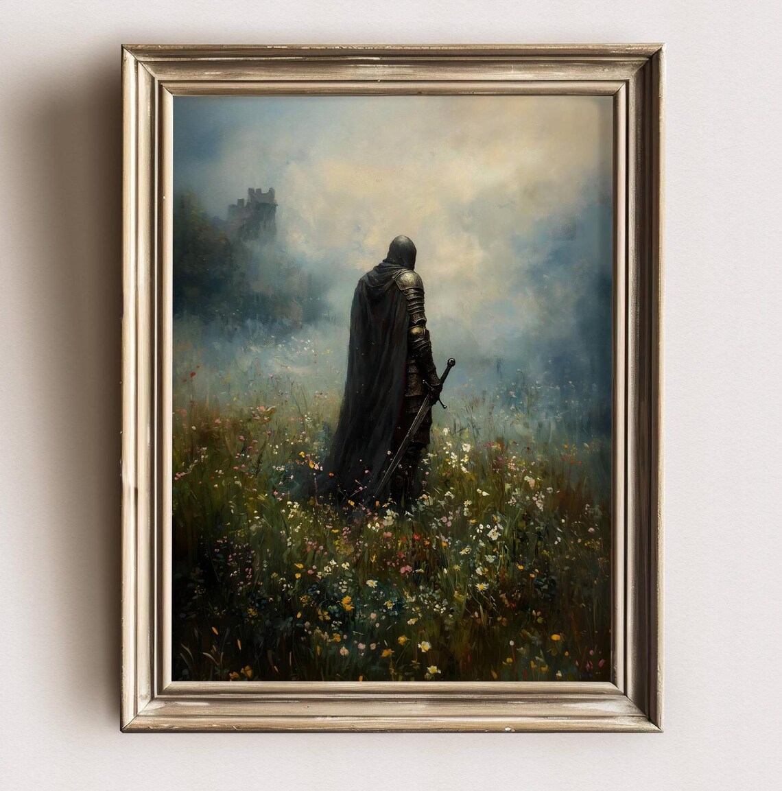 Medieval Knight Art Print, Dark Academia Goth Decor