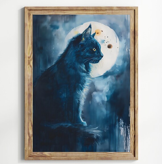 Moody Cat Dark Academia Print Moody Victorian Wall Art Dark Decor Aesthetic Dark Witchy Art Gothic Prints Black Cat