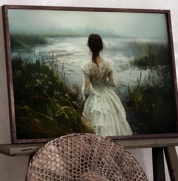 Dark Academia Print The Lake Goth Moody Victorian Wall Art Dark Decor Aesthetic Dark Cottagecore Gothic Prints Into Lake