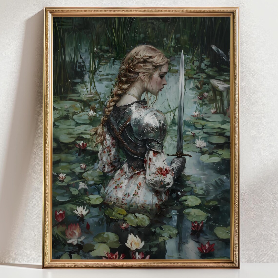 Female Knight Victorian Decor Dark Academia Art Print