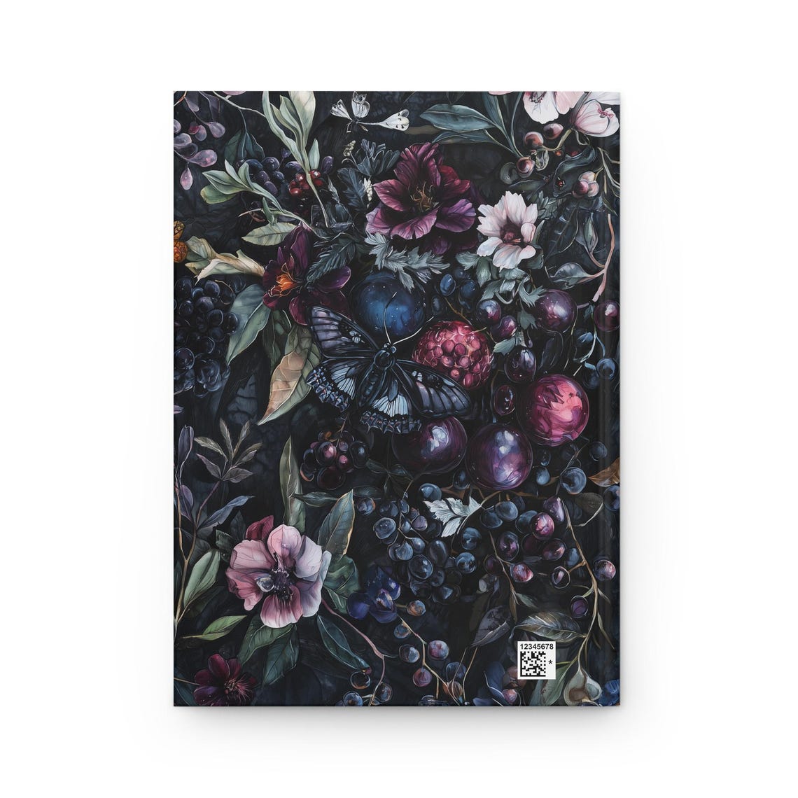 Dark Botanical Berries Butterfly Floral Vintage Notebook Art Poster - Image 2
