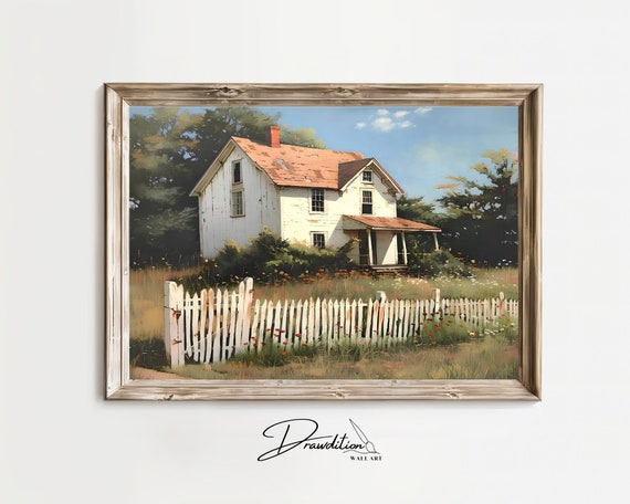 Country Farmhouse Wall Art Country Farmhouse Painting Country Decor Cottage Painting Country House Art Farmhouse Print