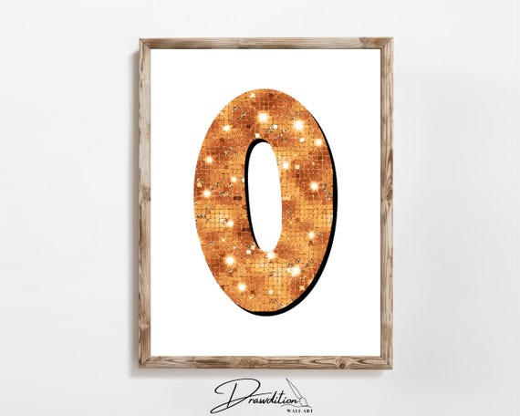 Disco Orange Letter O Print Orange Trendy Personalized Monogram Wall Art Disco Cowgirl Dorm Decor Preppy Poster Teen Room