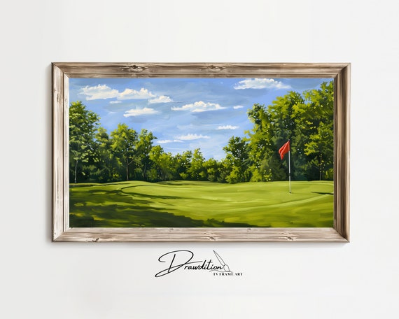 Frame Tv Art Golf Frame Tv Art Golf Course Frame Tv Art Golfing In Frame Tv Art Golfers Art Golfing Decor Tv Art Golfer