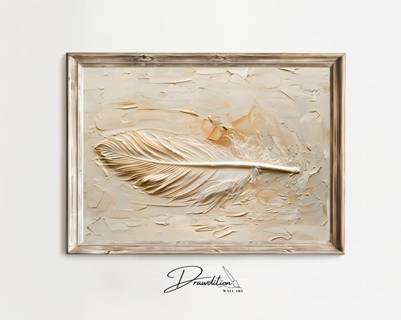 Feather Abstract Wall Art Beige Feather Abstract Print Cream Feather Art Contemporary Art Poster Neutral Abstract Artwork