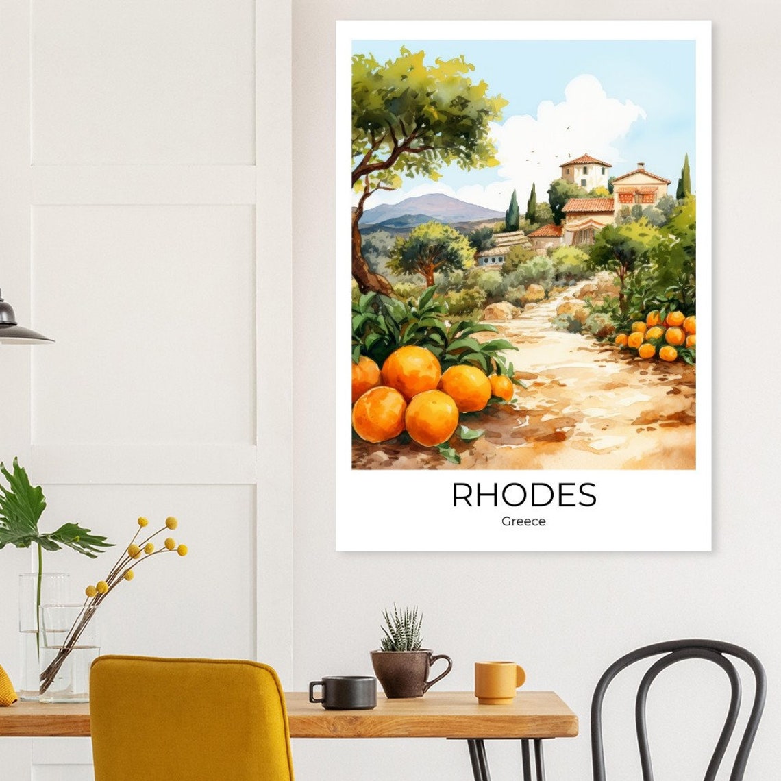 Rhodes Orange Plantation Travel Poster Watercolor Travel Print Wall Art Fineart Print Rhodes Wallart Rhodes Gift - Image 5