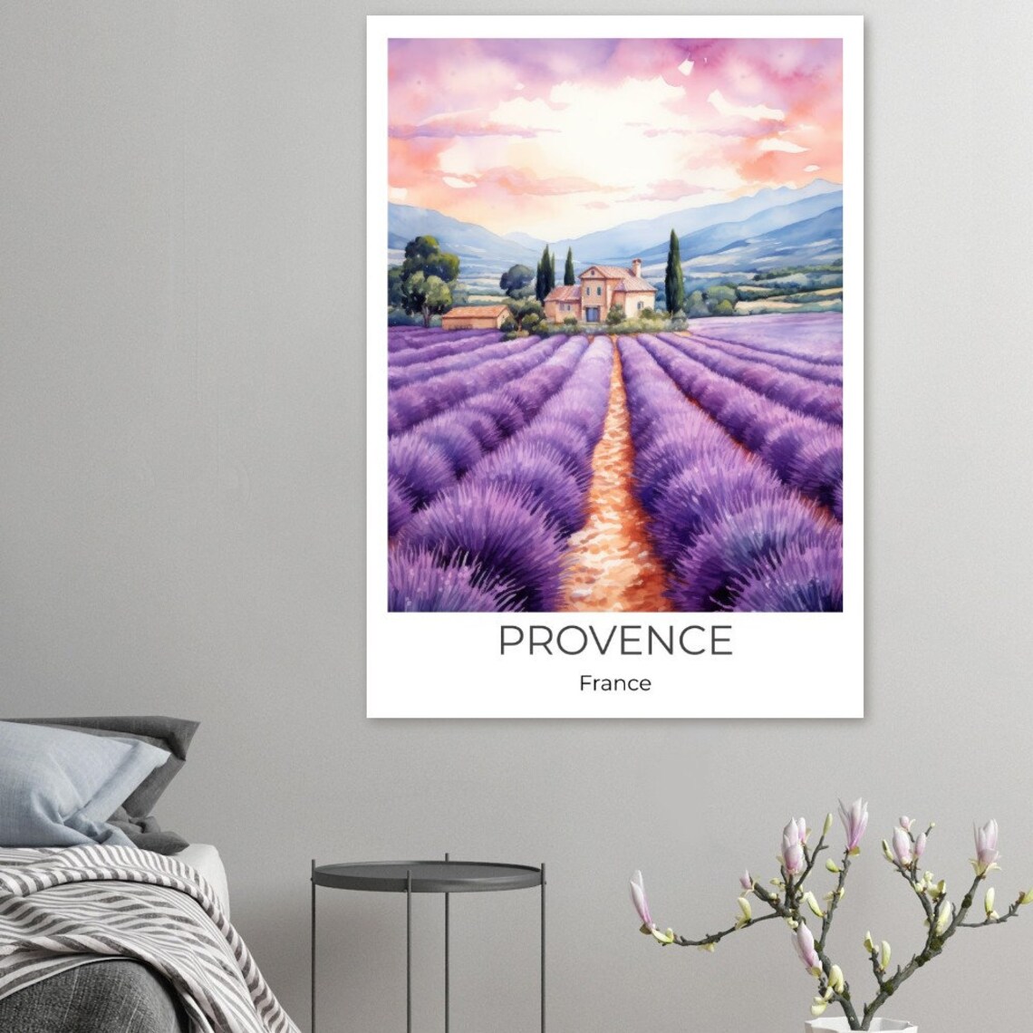 Provence France Lavender Fields Watercolor Countryside Poster - Image 4