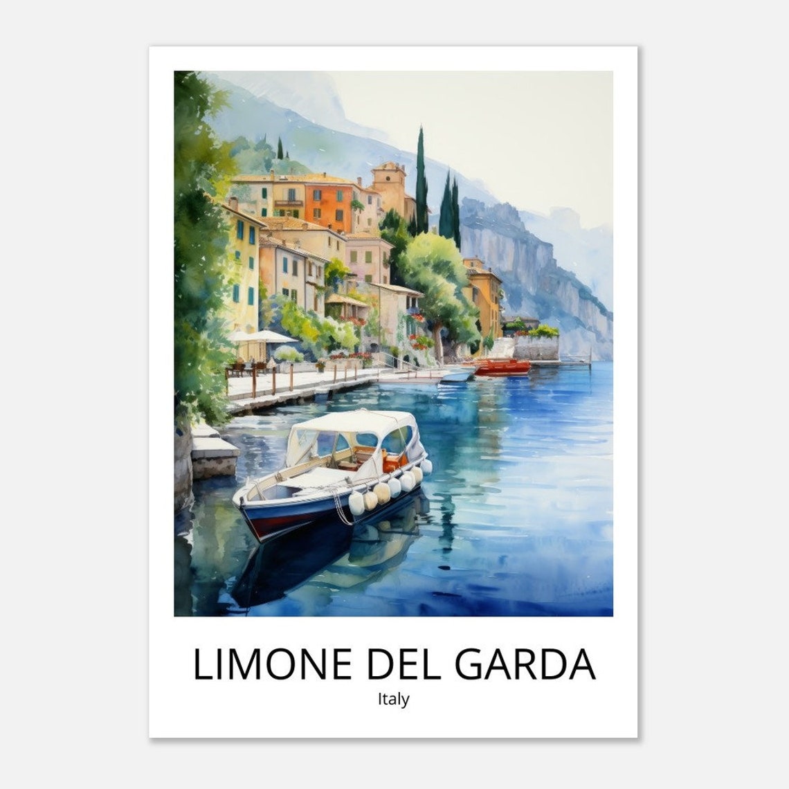 Limone Del Garda Watercolor Travel Poster Lake Garda Art Print Travel Poster Lake Garda Wall Decoration Lake Garda Memory Lake Garda Gift - Image 4