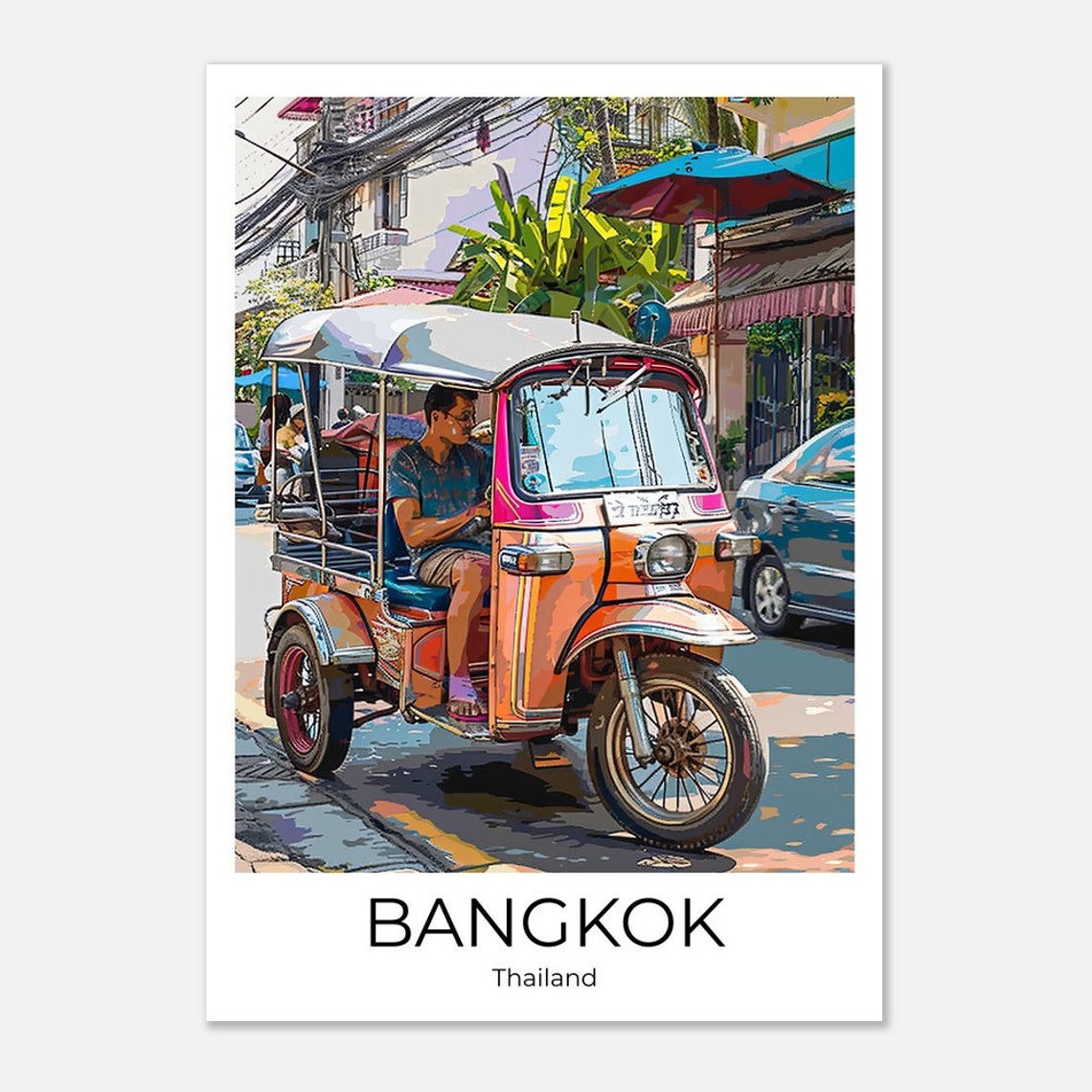 Bangkok Tuk Tuk Travel Poster Of Street Life At Bangkok Wall Art Bangkok Travel Thailand Bangkok Wall Decoration