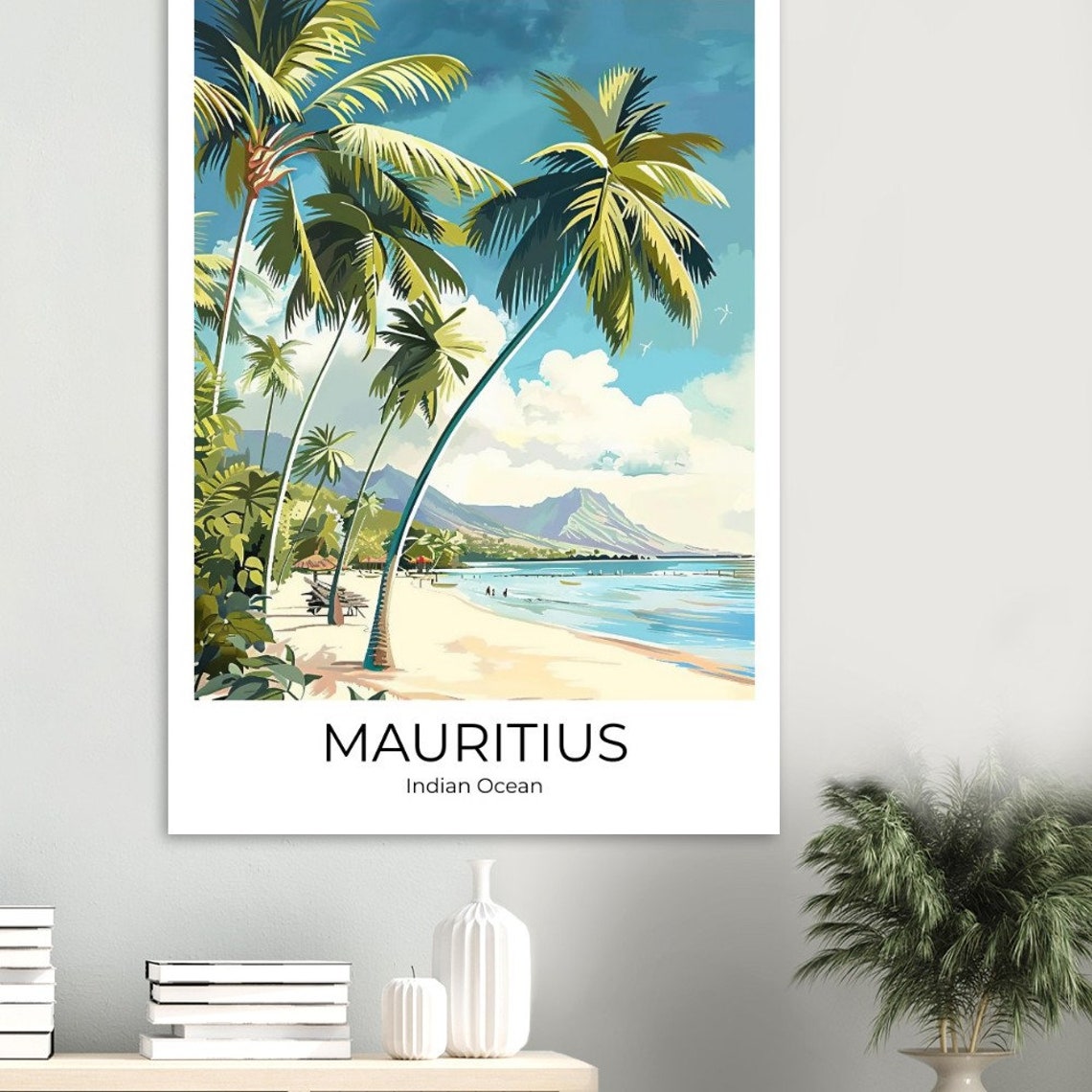 Mauritius Indian Ocean Palm Beach Tropical Seaside Travel Poster - Image 3