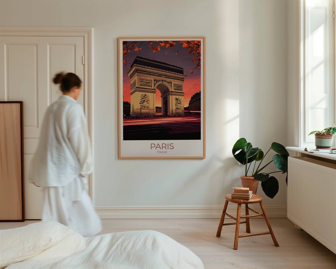 Paris Arc de Triomphe France Autumn Sunset Landmark Travel Poster - Image 5