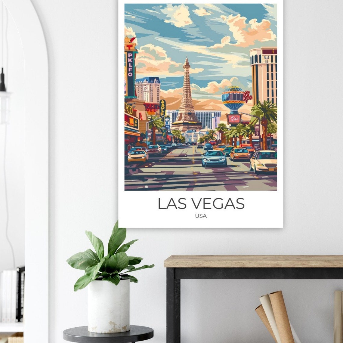 Las Vegas Strip Casino Neon Signs Eiffel Tower Replica Poster - Image 3