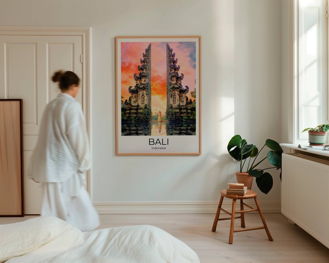 Bali Indonesia Gates of Heaven Temple Sunset Travel Art Poster - Image 4