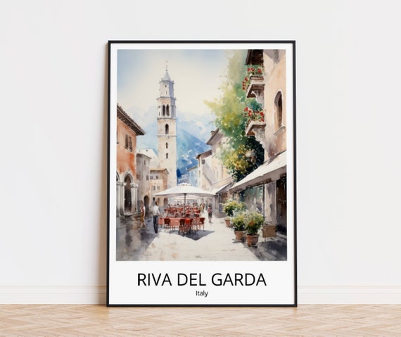 Riva Del Garda Watercolor Travel Poster Lake Garda Art Print Travel Poster Lake Garda Wall Decoration