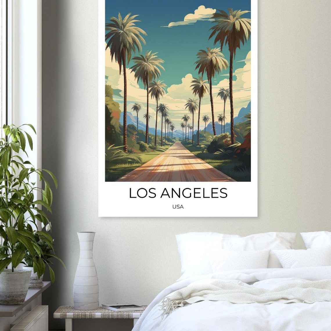 Los Angeles Usa Vintage Travel Poster Palm Tree Alley Los Angeles Usa Travel Print Los Angeles Poster Los Angeles Vintage Poster - Image 4